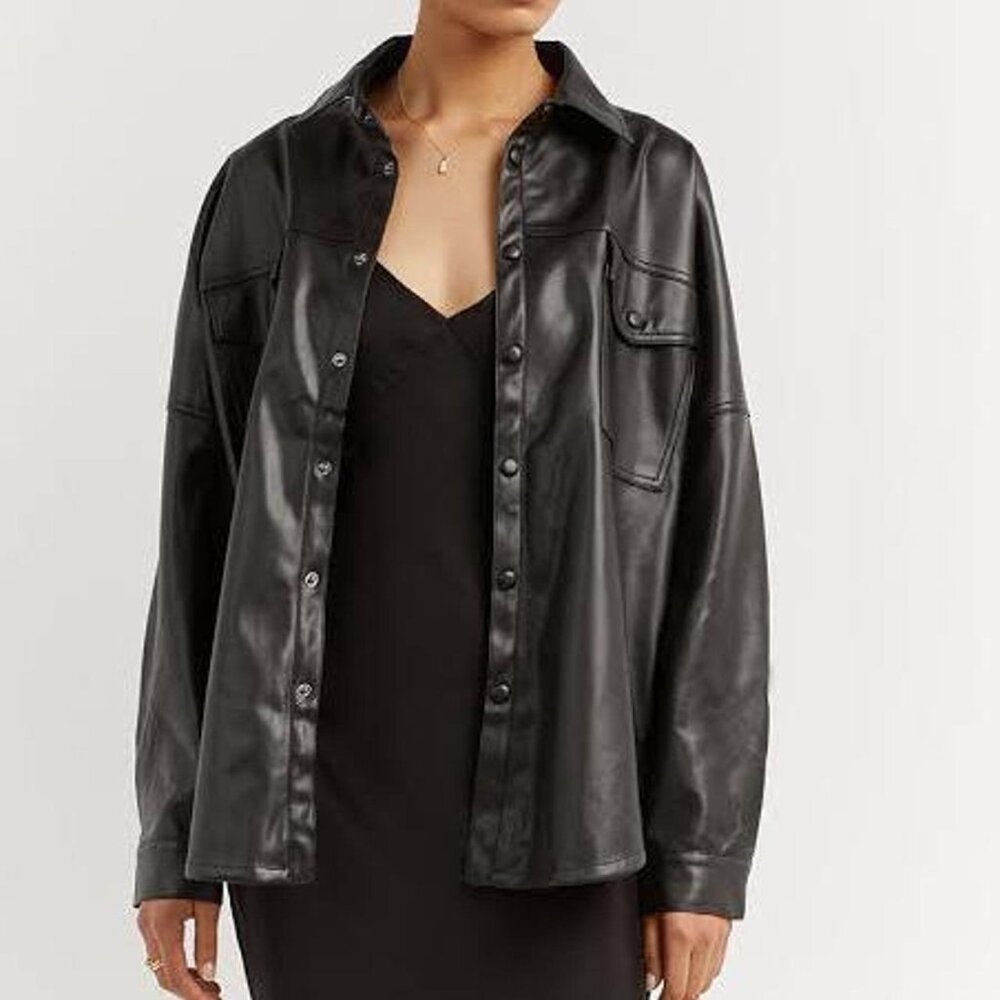 DISSH Tate Black Faux Leather Shacket